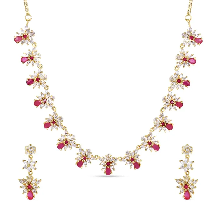 Rings Yellow Chimes Yellow Chimes Classic White Pink ADAmerican Diamond Studded 18K Gold Plated Floral Designer Necklace Set Jewellery Set for Women Girls Rings Yellow Chimes Yellow Chimes Classic White Pink ADAmerican Diamond Studded 18K Gold Plated Floral Designer Necklace Set Jewellery Set for Women Girls