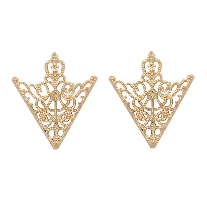 Rings Yellow Chimes Yellow Chimes Collar Pins For Women and Men Gold Tone Metal Gril Triangular Collar Pin For Unisex