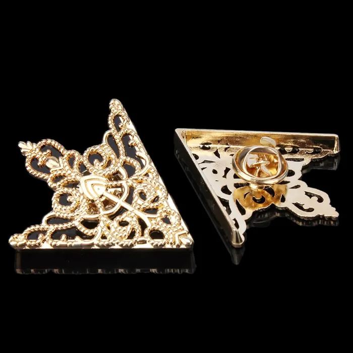 Rings Yellow Chimes Yellow Chimes Collar Pins For Women and Men Gold Tone Metal Gril Triangular Collar Pin For Unisex