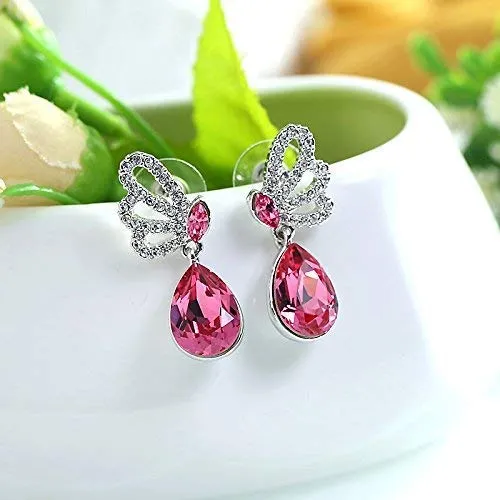 Rings Yellow Chimes Yellow Chimes Combo of 2 Pairs Splendid Collection A5 Grade Crystals Butterfly Drop Earrings for Women and Girls