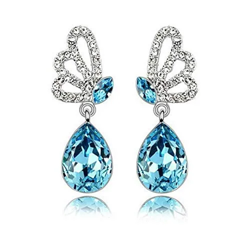 Rings Yellow Chimes Yellow Chimes Combo of 2 Pairs Splendid Collection A5 Grade Crystals Butterfly Drop Earrings for Women and Girls
