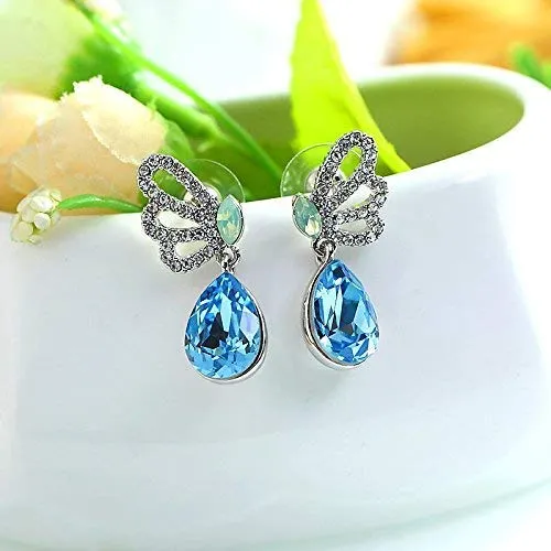 Rings Yellow Chimes Yellow Chimes Combo of 2 Pairs Splendid Collection A5 Grade Crystals Butterfly Drop Earrings for Women and Girls
