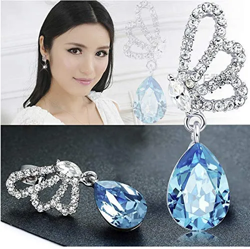Rings Yellow Chimes Yellow Chimes Combo of 2 Pairs Splendid Collection A5 Grade Crystals Butterfly Drop Earrings for Women and Girls
