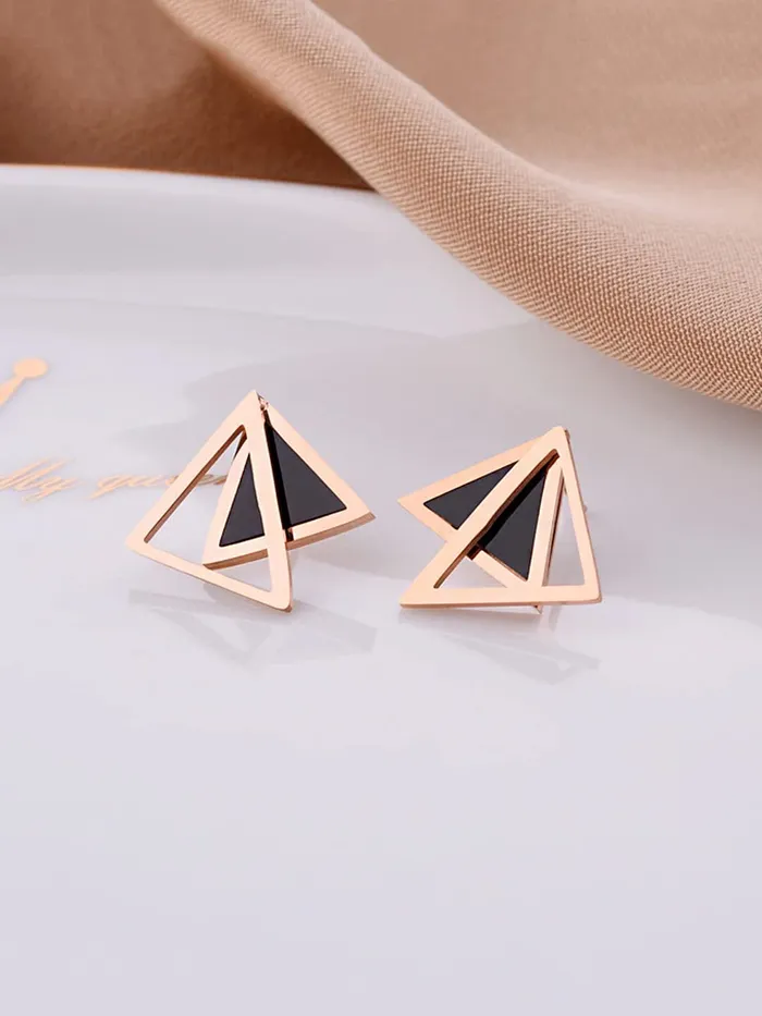 Rings Yellow Chimes Yellow Chimes Drop Earrings for Women Western Rose Gold Plated Stainless Steel Black Geometric Circle Drop Earrings For Women and Girls