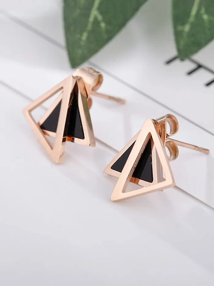 Rings Yellow Chimes Yellow Chimes Drop Earrings for Women Western Rose Gold Plated Stainless Steel Black Geometric Circle Drop Earrings For Women and Girls