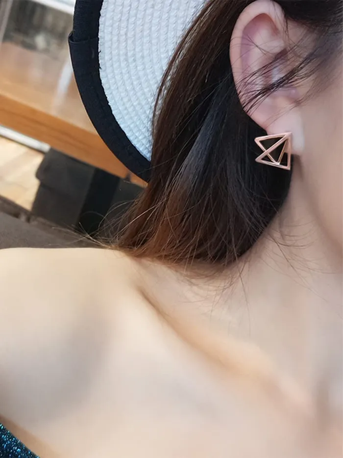 Rings Yellow Chimes Yellow Chimes Drop Earrings for Women Western Rose Gold Plated Stainless Steel Black Geometric Circle Drop Earrings For Women and Girls