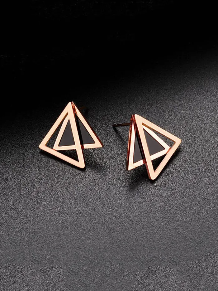 Rings Yellow Chimes Yellow Chimes Drop Earrings for Women Western Rose Gold Plated Stainless Steel Black Geometric Circle Drop Earrings For Women and Girls