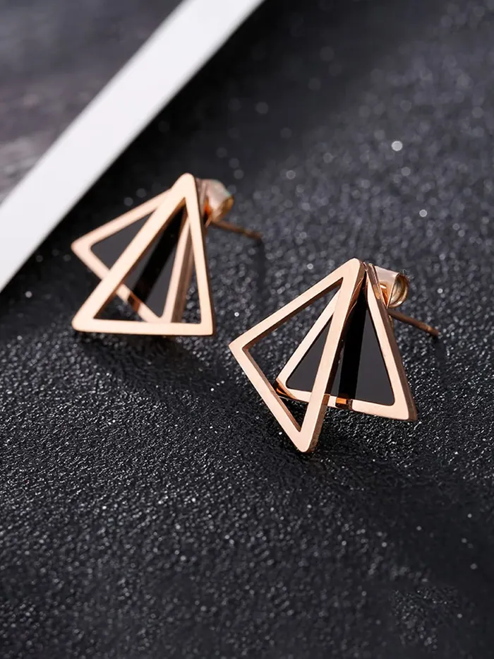 Rings Yellow Chimes Yellow Chimes Drop Earrings for Women Western Rose Gold Plated Stainless Steel Black Geometric Circle Drop Earrings For Women and Girls