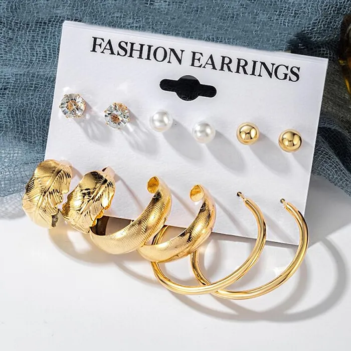 Rings Yellow Chimes Yellow Chimes Earrings for Women and Girls Fashion White Pearl Hoops Set Gold Plated Combo of 12 Pairs Stud Hoop Earring Set Birthday Gift for girls and women Anniversary Gift for Wife