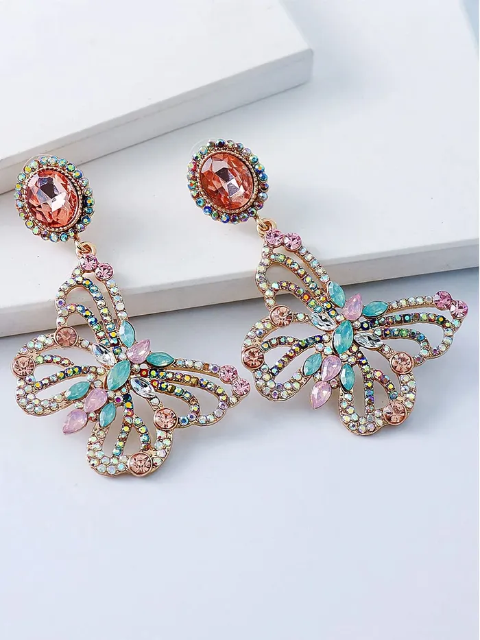 Rings Yellow Chimes Yellow Chimes Earrings for Women and Girls Multicolor Crystal Drop Earrings for Women Gold Plated Butterfly Shaped Drop Earrings Birthday Gift for girls and women Anniversary Gift for Wife