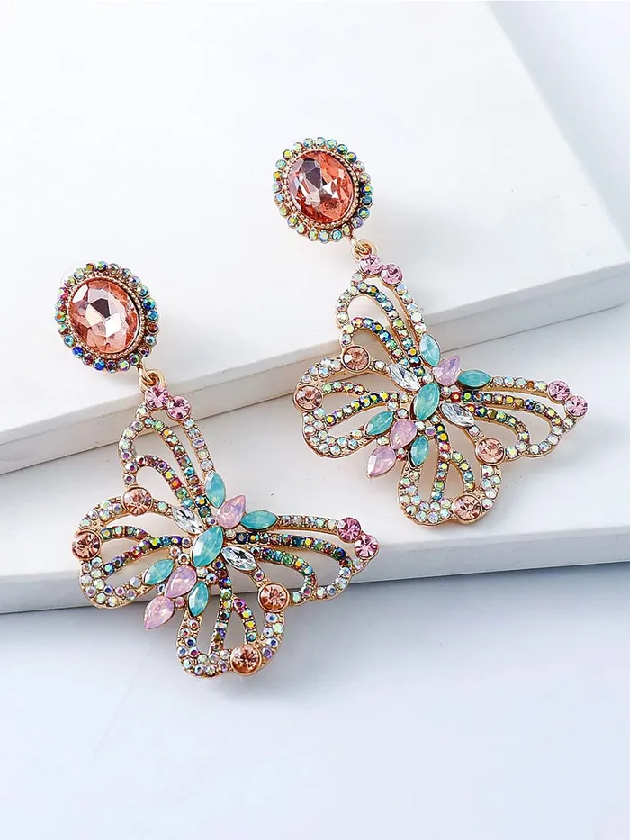 Rings Yellow Chimes Yellow Chimes Earrings for Women and Girls Multicolor Crystal Drop Earrings for Women Gold Plated Butterfly Shaped Drop Earrings Birthday Gift for girls and women Anniversary Gift for Wife