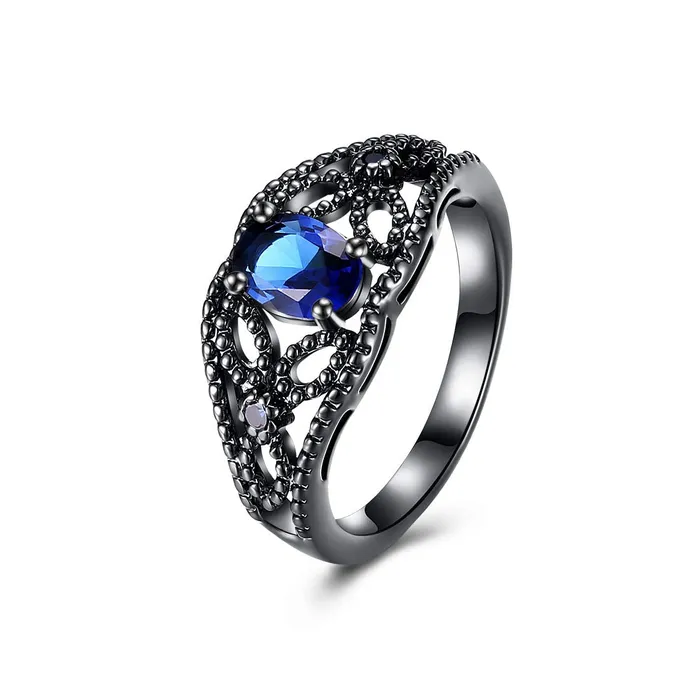 Rings Yellow Chimes Yellow Chimes Hollow Out Carfted Blue Grey Ring for Women Girls Rings Yellow Chimes Yellow Chimes Hollow Out Carfted Blue Grey Ring for Women Girls