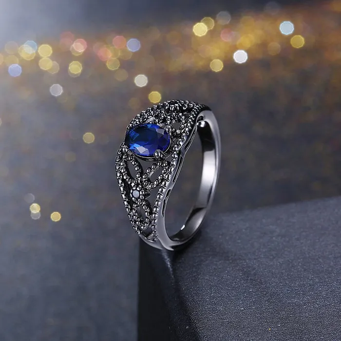 Rings Yellow Chimes Yellow Chimes Hollow Out Carfted Blue Grey Ring for Women Girls