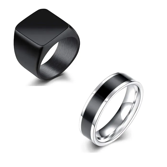 Rings Yellow Chimes Yellow Chimes Rings for Men Combo of 2 pcs Rock Cool Casual Sport Noble Black Band Stainless Steel Rings for Men and Boys Rings Yellow Chimes Yellow Chimes Rings for Men Combo of 2 pcs Rock Cool Casual Sport Noble Black Band Stainless Steel Rings for Men and Boys