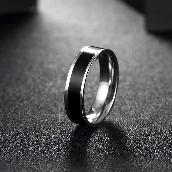 Rings Yellow Chimes Yellow Chimes Rings for Men Combo of 2 pcs Rock Cool Casual Sport Noble Black Band Stainless Steel Rings for Men and Boys