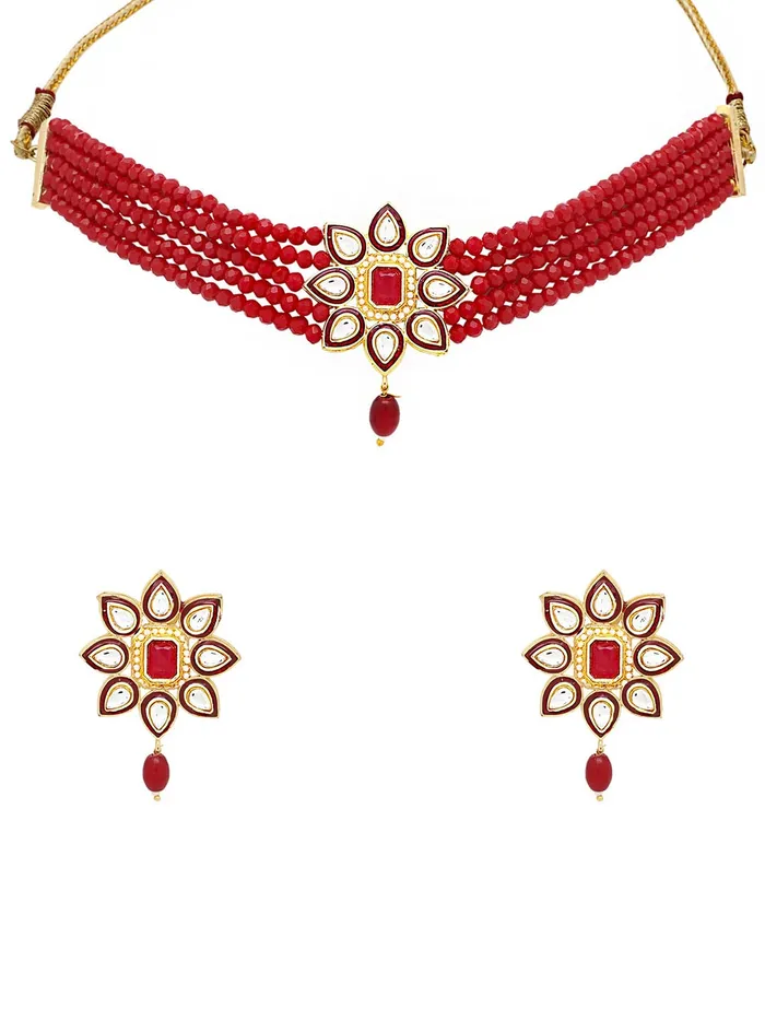 Rings Yellow Chimes Yellow Chimes Traditional Jewellery Set for Women Ethnic Kundan Jewelry Set Gold Plated Multilayer Red Beads Choker Necklace Set for Women and Girls Rings Yellow Chimes Yellow Chimes Traditional Jewellery Set for Women Ethnic Kundan Jewelry Set Gold Plated Multilayer Red Beads Choker Necklace Set for Women and Girls
