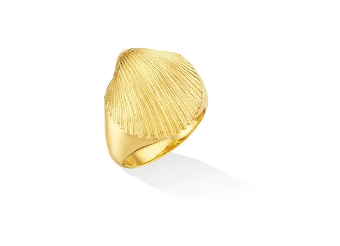 Rings Yellow Gold Shell Pinky Ring Cadar