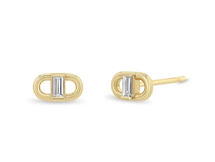 Rings Zo Chicco 14K BAGUETTE DIAMOND OPEN LINK STUDS Rings Zo Chicco 14K BAGUETTE DIAMOND OPEN LINK STUDS