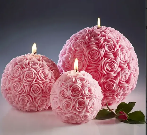 Rose Ball Shaped Silicone Molds for Candle Making Resin Art Hub Necklaces
