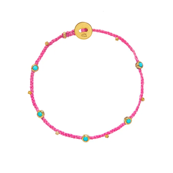 Scosha Bracelets Turquoise Bezel Charms Bracelet in Magenta