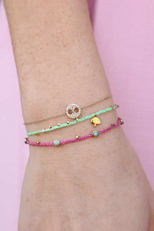 Scosha Bracelets Turquoise Bezel Charms Bracelet in Magenta