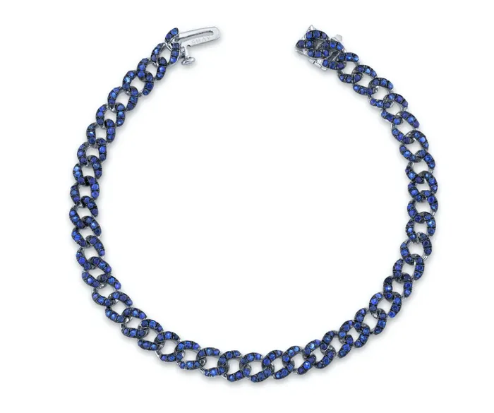 Shay Fine Jewelry Bracelets BLUE SAPPHIRE PAVE MINI LINK BRACELET