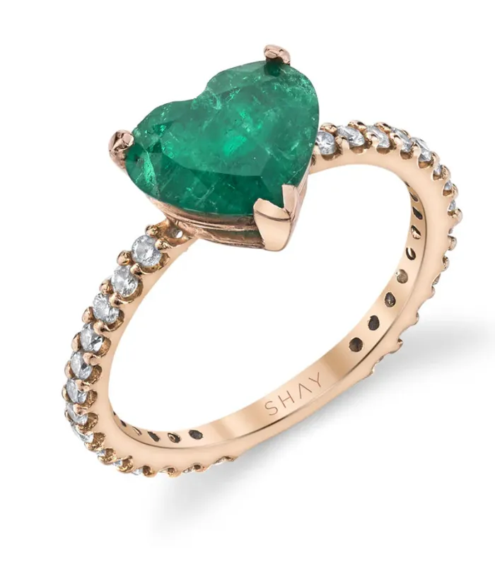 Shay Fine Jewelry EMERALD HEART PINKY RING Rings