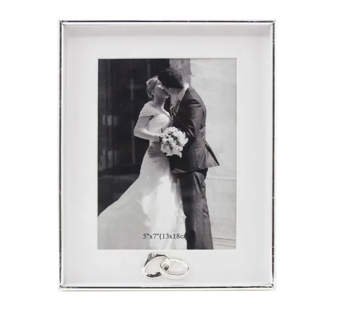 Silver Wedding Frame wRings Splash Rings