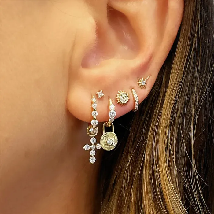 Tiny Diamond Charm Three Stories Jewelry Charm Necklaces