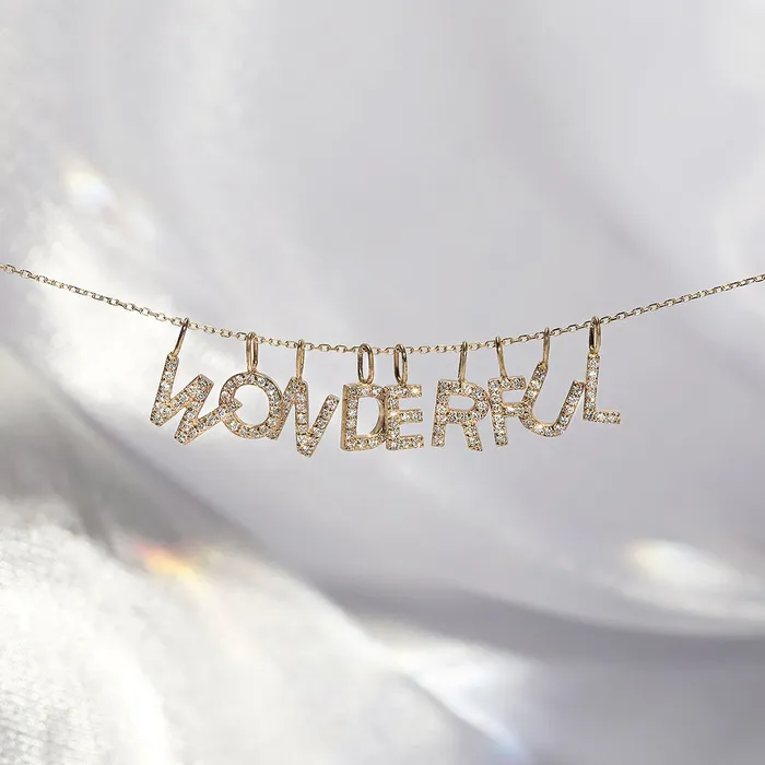 U Diamond Initial Charm AURELIE GI Charm Necklaces