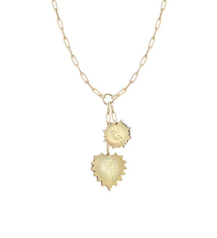 Vesta Initial Heart and Crescent Moon Medallion Necklace Miriam Merenfeld Necklaces