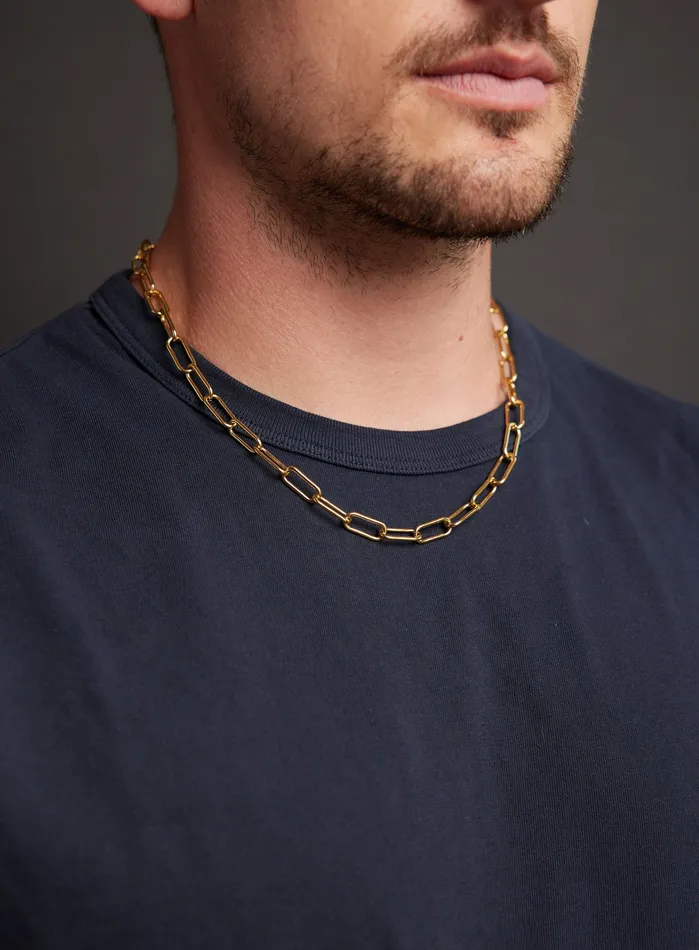 WE ARE ALL SMITH 8mm Gold Mens Clip Cable Link Necklace Chain for Men Necklaces WE ARE ALL SMITH 8mm Gold Mens Clip Cable Link Necklace Chain for Men Necklaces