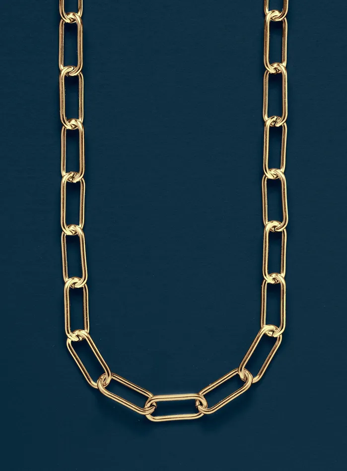 WE ARE ALL SMITH 8mm Gold Mens Clip Cable Link Necklace Chain for Men Necklaces