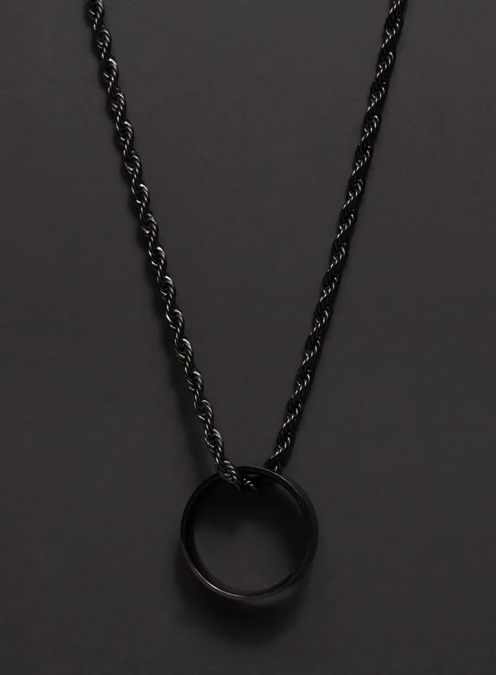 WE ARE ALL SMITH Mens Jewelry Clothing Black ring necklace Jewelry for Men Necklaces