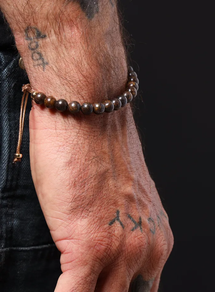 WE ARE ALL SMITH Mens Jewelry Clothing Bronzite and Gold Filled Bead Bracelet for Men Bracelets