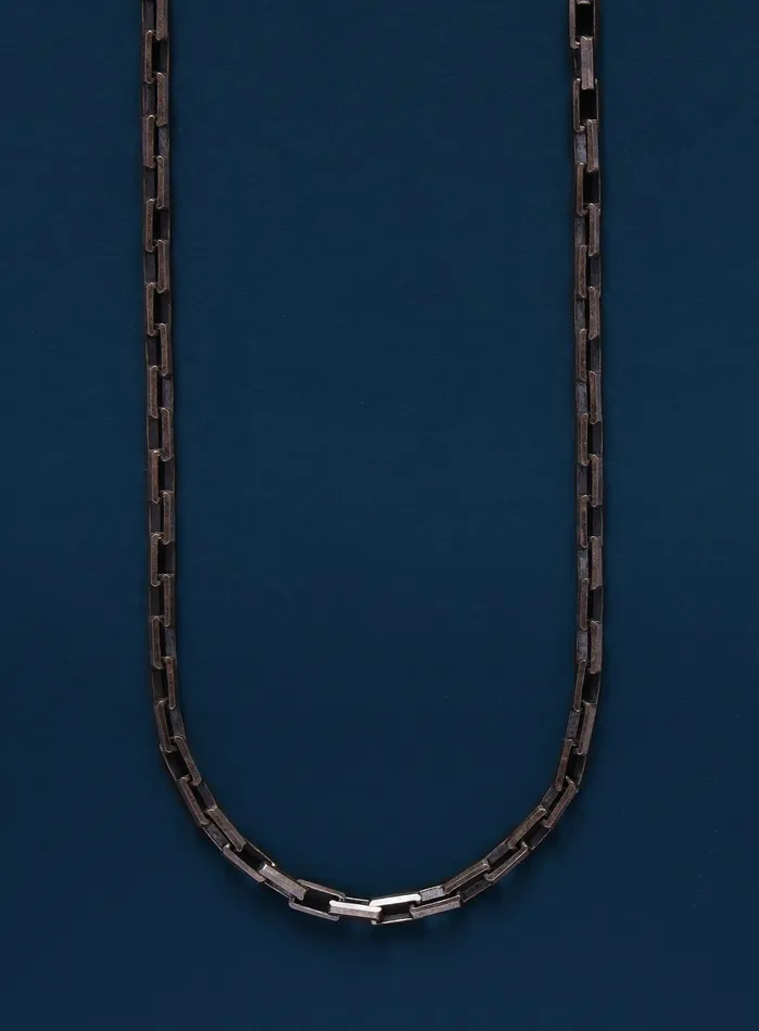 WE ARE ALL SMITH Mens Jewelry Clothing Necklaces 925 Oxidized Sterling Silver Long Box Rectangle Chain Necklace