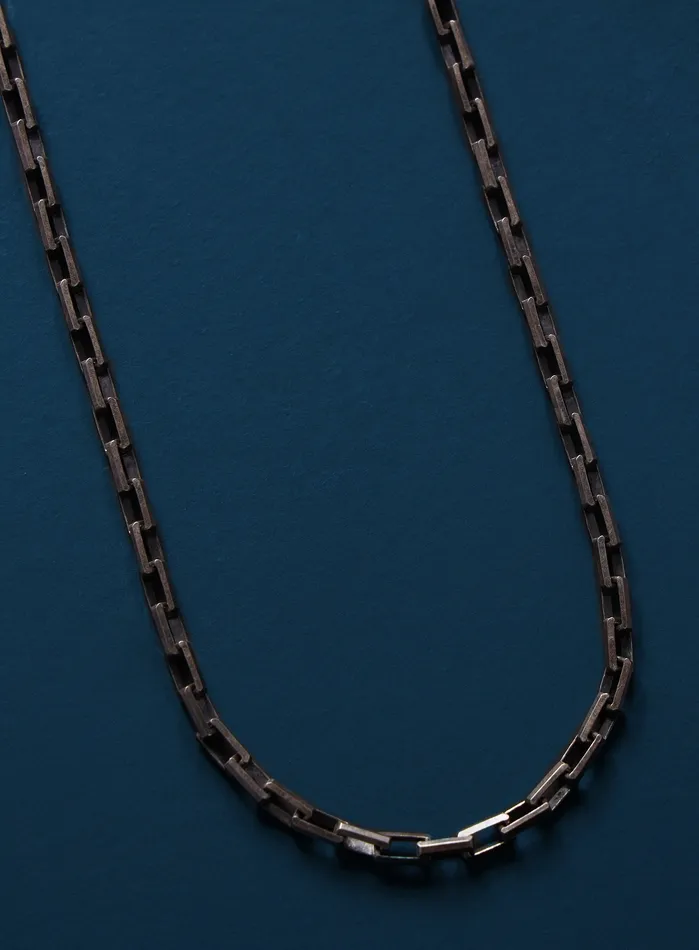 WE ARE ALL SMITH Mens Jewelry Clothing Necklaces 925 Oxidized Sterling Silver Long Box Rectangle Chain Necklace