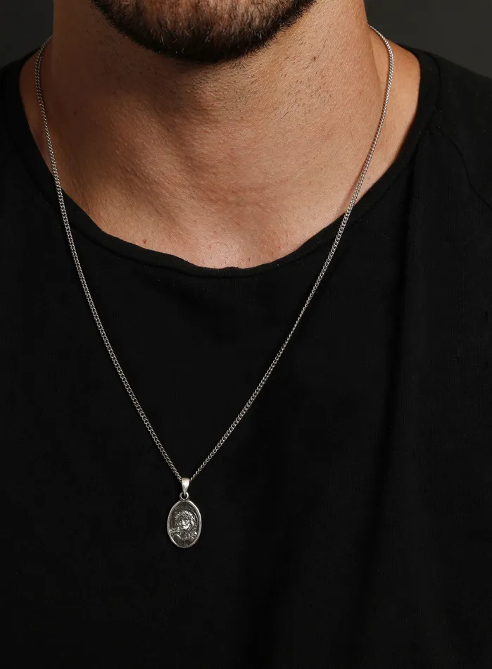WE ARE ALL SMITH Mens Jewelry Clothing Necklaces 925 Sterling Silver Jesus and Mary necklace