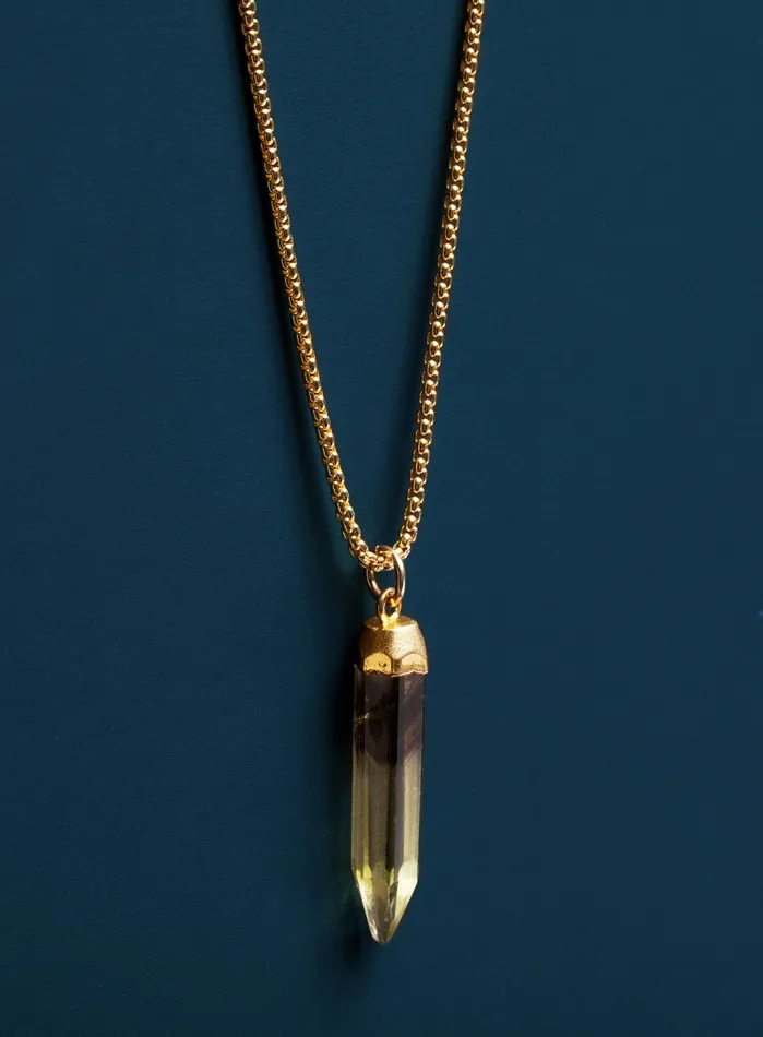 WE ARE ALL SMITH Mens Jewelry Clothing Necklaces Quartz Necklace Smokey and Lemon Quartz