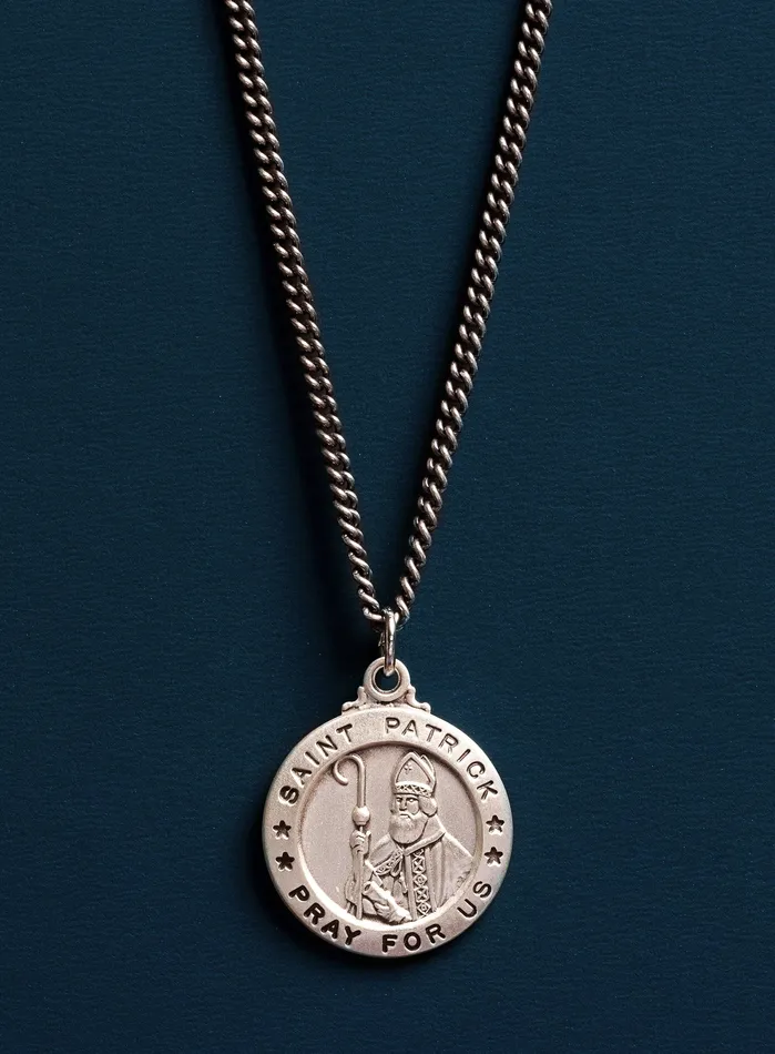 WE ARE ALL SMITH Mens Jewelry Clothing Necklaces Saint Patrick Mens Sterling Silver Medal and Curb Chain Necklace WE ARE ALL SMITH Mens Jewelry Clothing Necklaces Saint Patrick Mens Sterling Silver Medal and Curb Chain Necklace