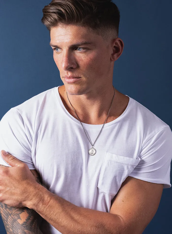 WE ARE ALL SMITH Mens Jewelry Clothing Necklaces Saint Patrick Mens Sterling Silver Medal and Curb Chain Necklace