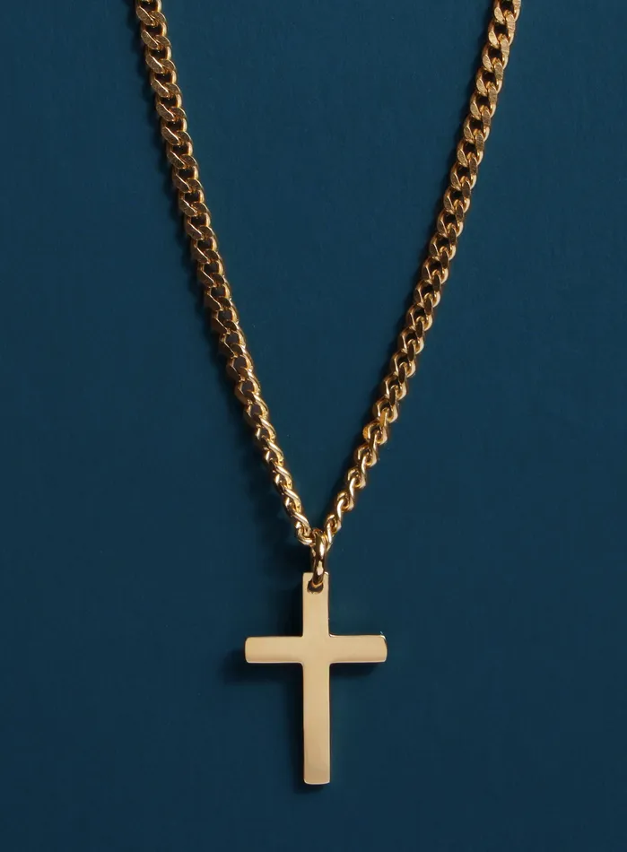 WE ARE ALL SMITH Mens Jewelry Clothing Necklaces Small Cuban Chain Gold Stainless Steel Cross Necklace WE ARE ALL SMITH Mens Jewelry Clothing Necklaces Small Cuban Chain Gold Stainless Steel Cross Necklace