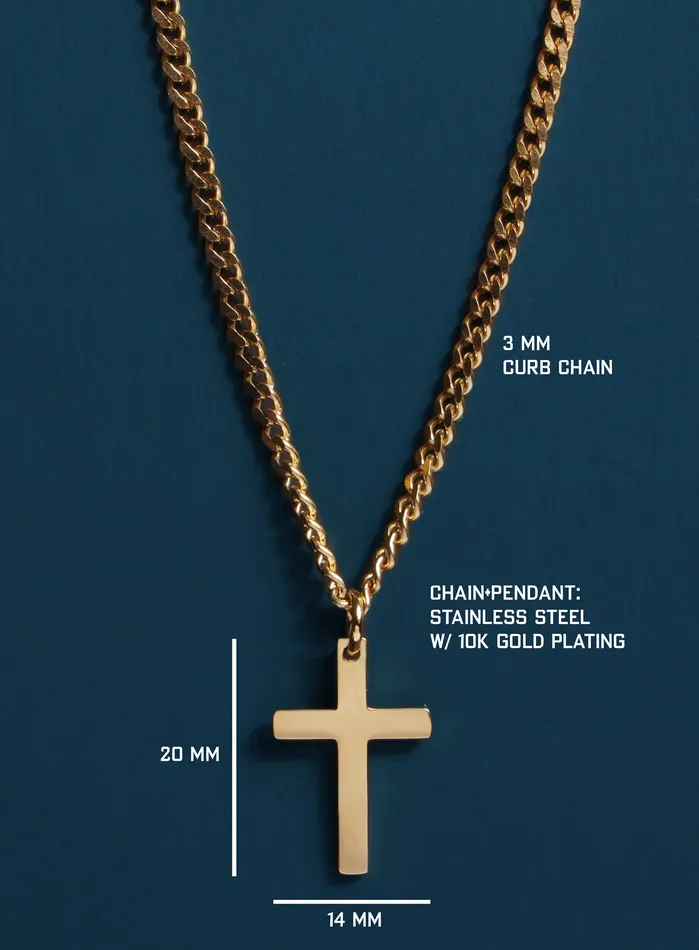 WE ARE ALL SMITH Mens Jewelry Clothing Necklaces Small Cuban Chain Gold Stainless Steel Cross Necklace