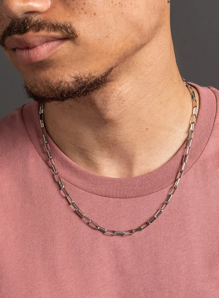 WE ARE ALL SMITH Necklaces Waterproof 45mm Elongated Box Stainless Steel Chain WE ARE ALL SMITH Necklaces Waterproof 45mm Elongated Box Stainless Steel Chain