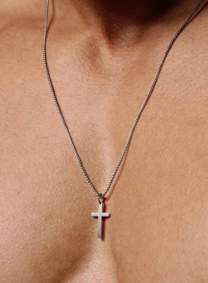 We Are All Smith SMALL STAINLESS STEEL CROSS NECKLACE FOR MEN Necklaces