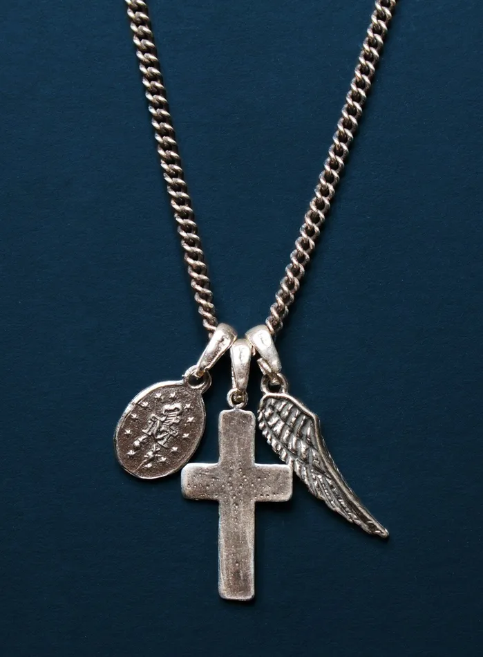 Wing Cross Miraculous Medal Necklace for Men WE ARE ALL SMITH Necklaces