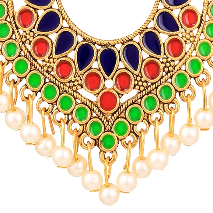 Yellow Chimes Beautifully Enamelled Stylish Gold Plated Meenakari Chandbali Earrings for Women and Girls Yellow Chimes Earrings