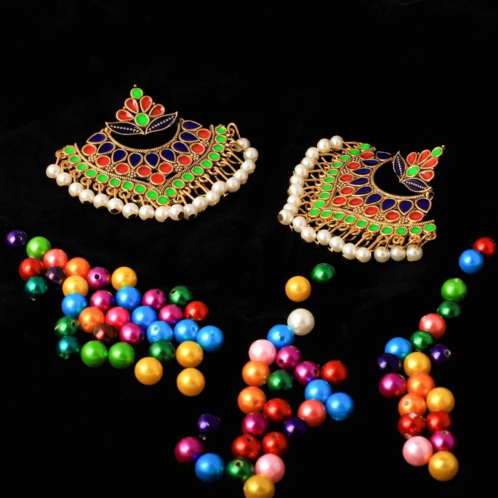 Yellow Chimes Beautifully Enamelled Stylish Gold Plated Meenakari Chandbali Earrings for Women and Girls Yellow Chimes Earrings