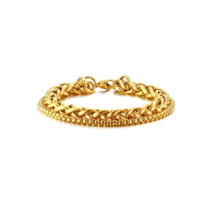 Yellow Chimes Bracelet for Men Stainless Steel Double Layer Figaro Golden Chain Bracelet for Men and Boys Yellow Chimes Earrings Yellow Chimes Bracelet for Men Stainless Steel Double Layer Figaro Golden Chain Bracelet for Men and Boys Yellow Chimes Earrings