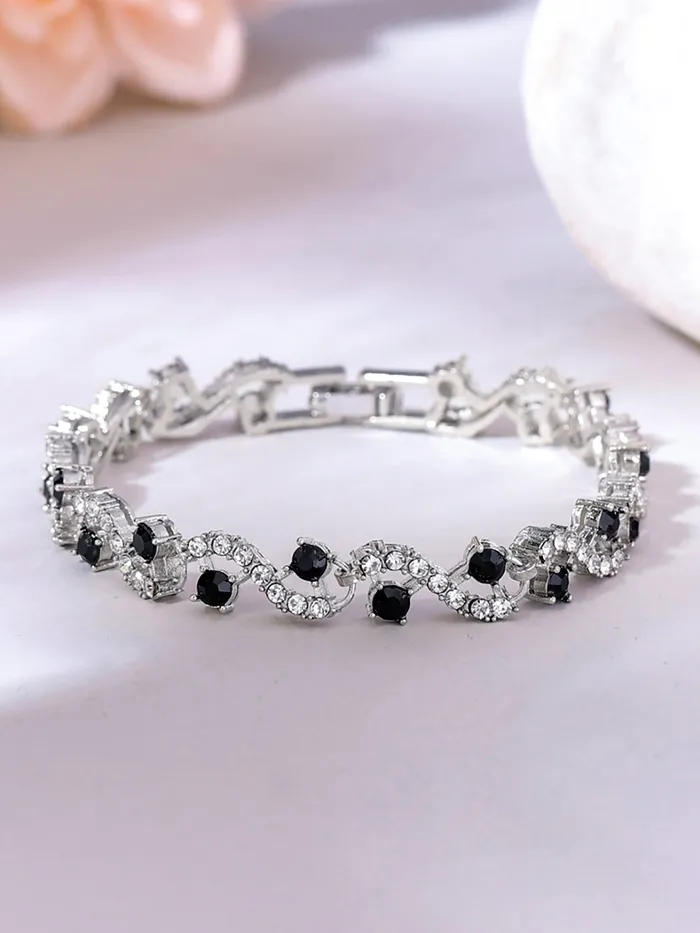 Yellow Chimes Bracelet for Women and Girls Fashion Black Crystal Bracelets for Women Silver Toned Crystal Tennis Bracelet Birthday Gift For girls and women Anniversary Gift for Wife Yellow Chimes Earrings